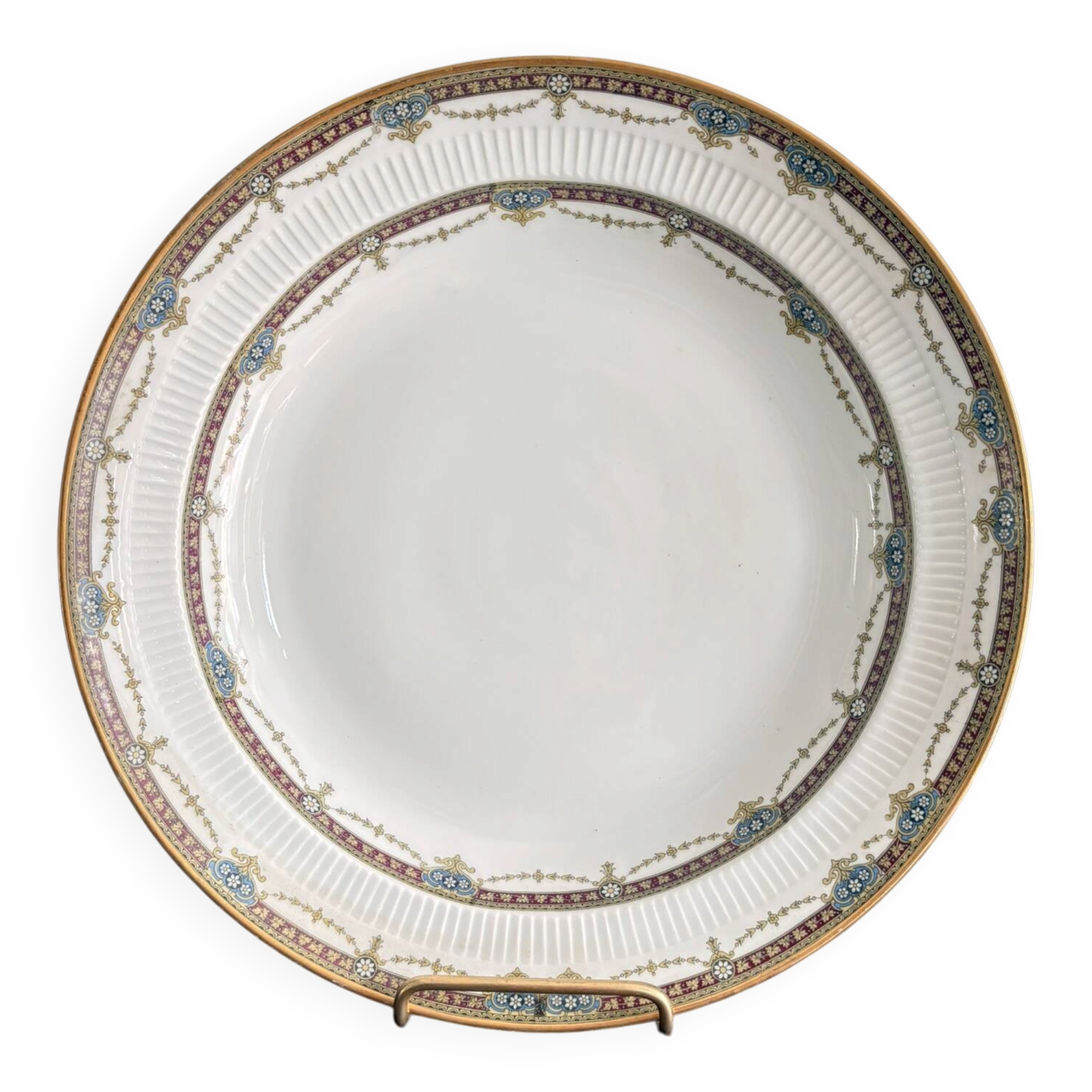 Deep Plate Porcelain Limoges Harreau Fluted Edge Neo Style Salad Bowl