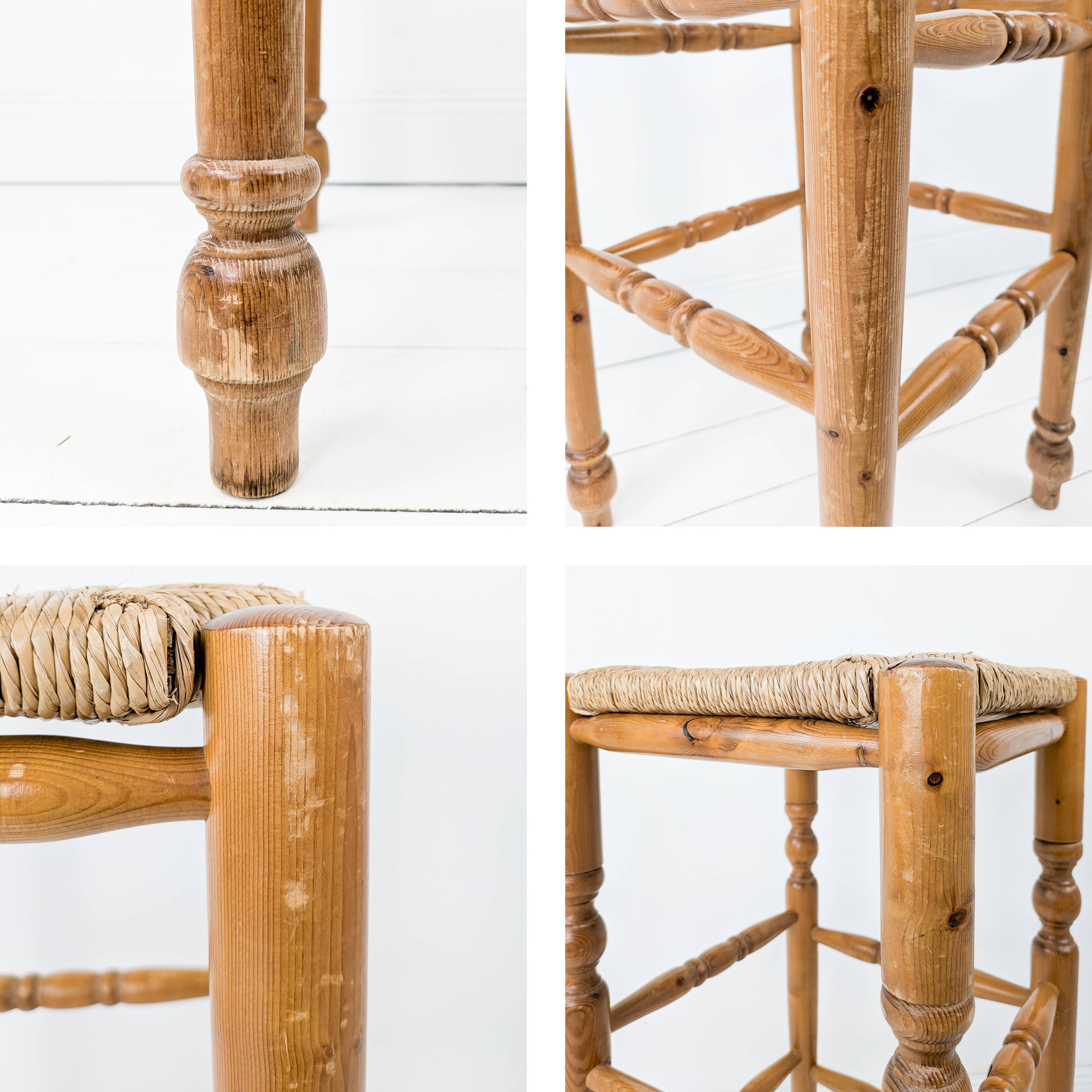 Tabouret de bar Mid Century Tabouret rustique Vintage Jonc tressé Jonc Tabo