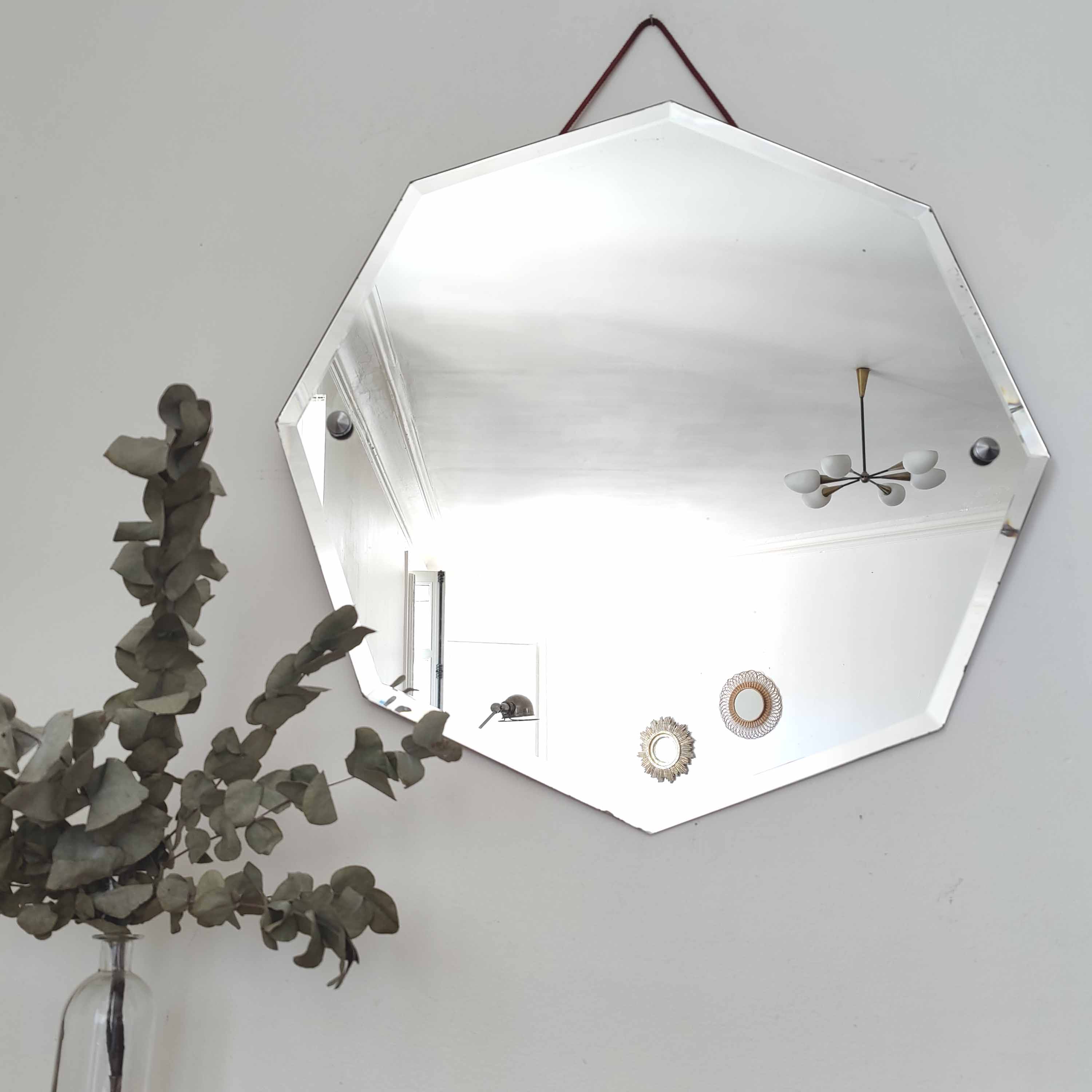 Octagonal mirror beveled Art Deco