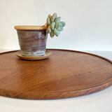 Scandinavian round tray teak vintage