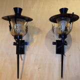 Paire d'appliques vintage torche