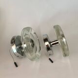 Pair of Mid-Century Wall Sconces in Glass and Chrome
