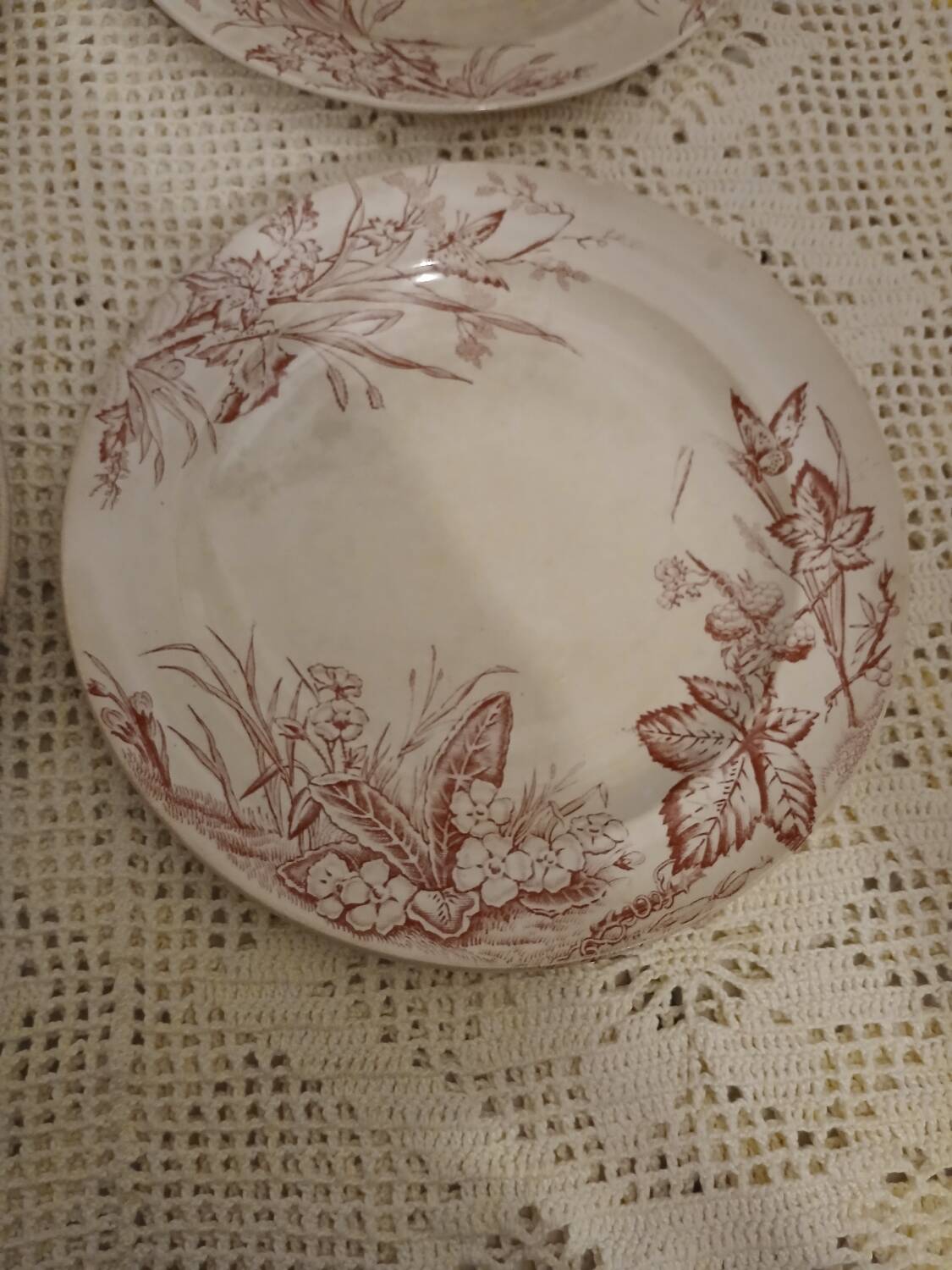10 antique ironstone dinner plates
