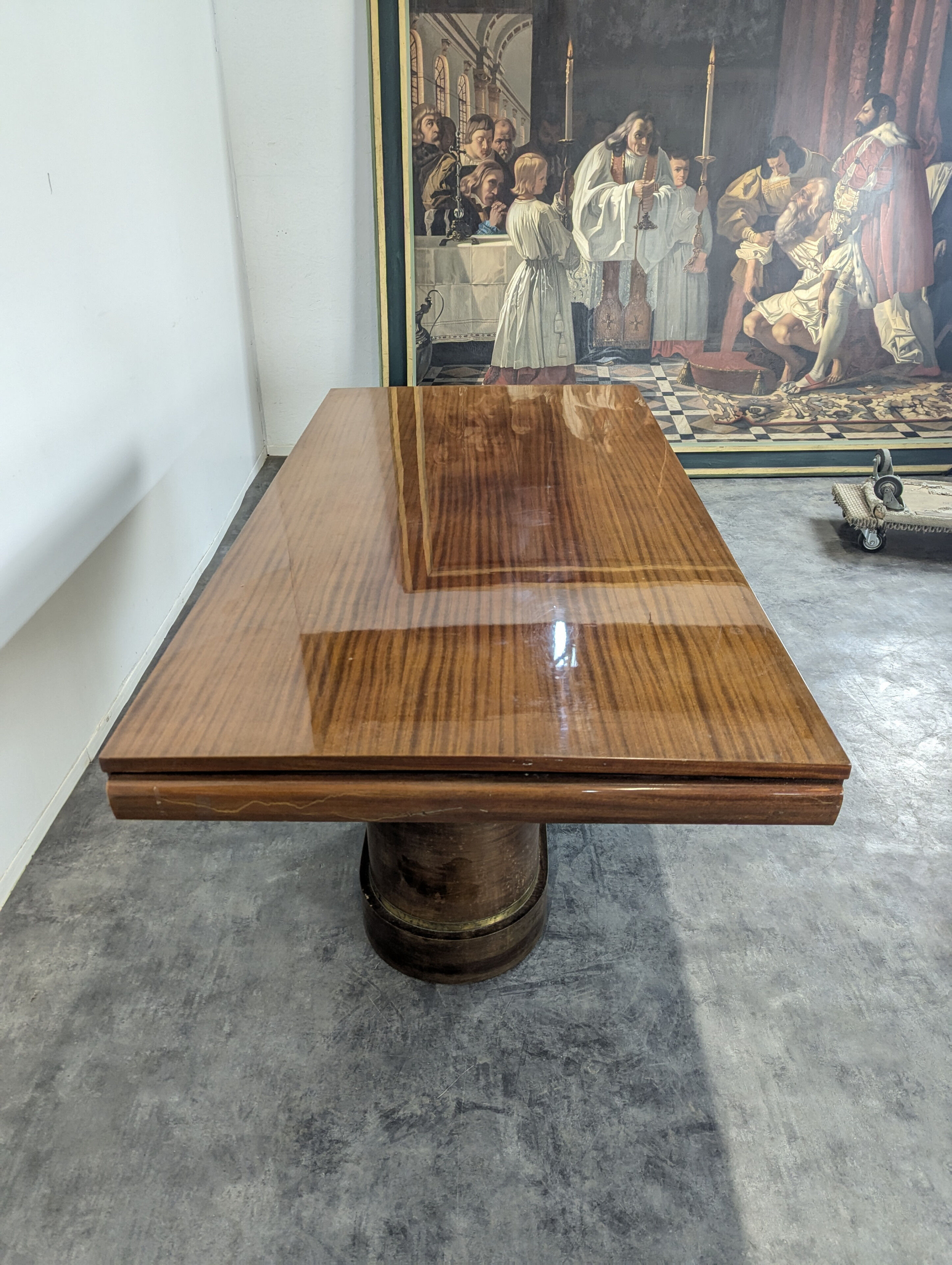 Modernist table in rosewood and brass