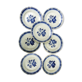 7 plates faience blue flowers