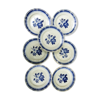 7 plates faience blue flowers
