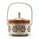 Art Nouveau sugar bowl, silver-plated brass, orange glass, Germany, early 20th century