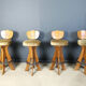 Set of 4 vintage brutalist bar stools, 1960s