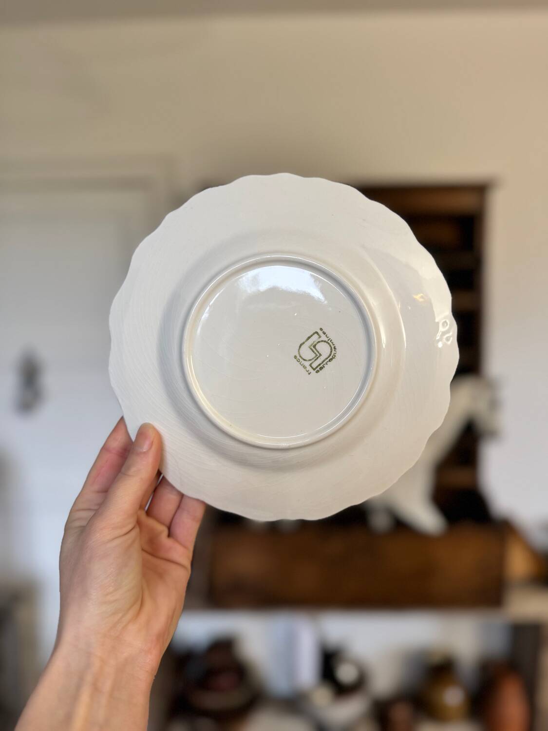 Vintage white slip plates