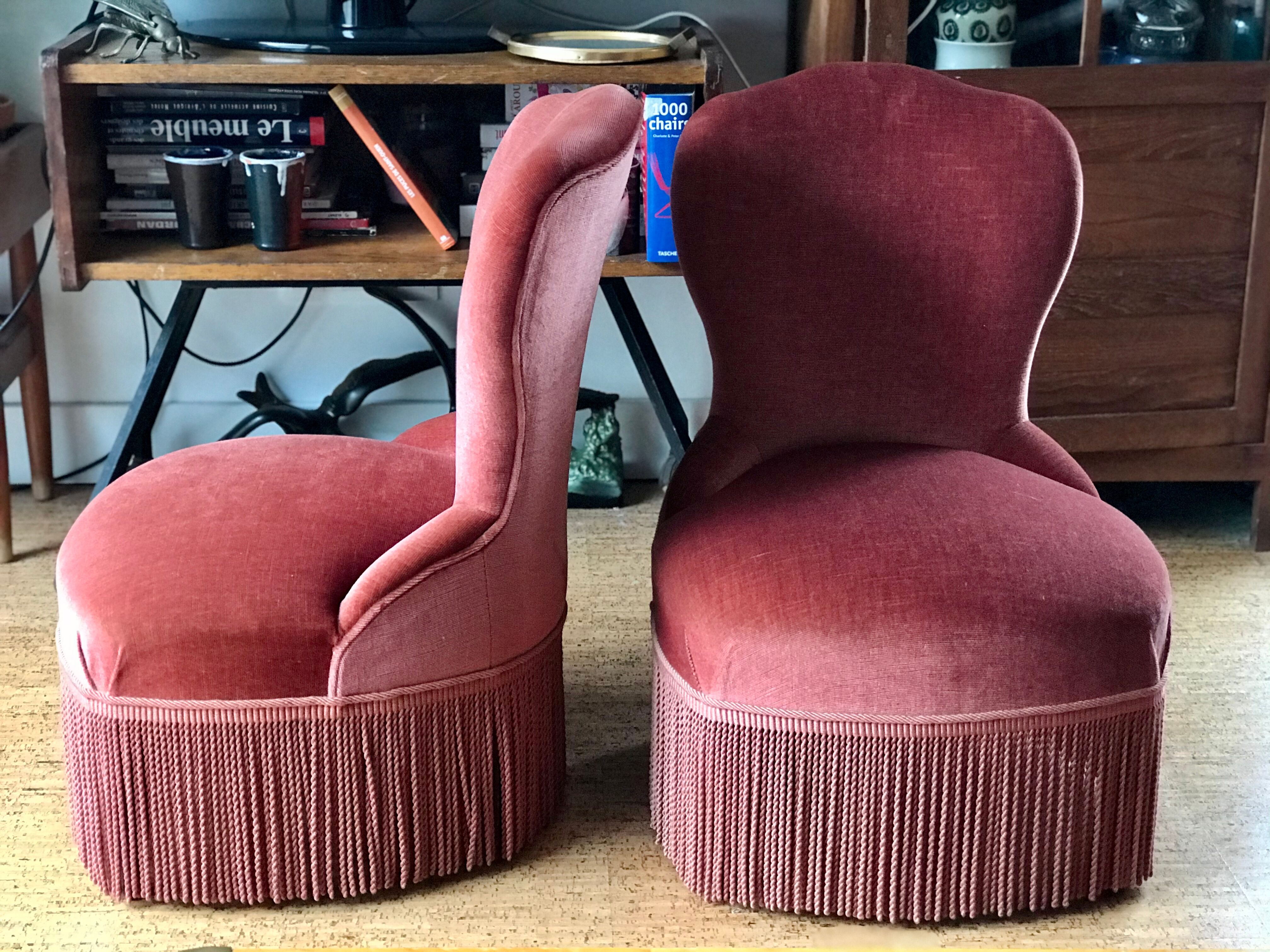 Pair of velvet armchairs