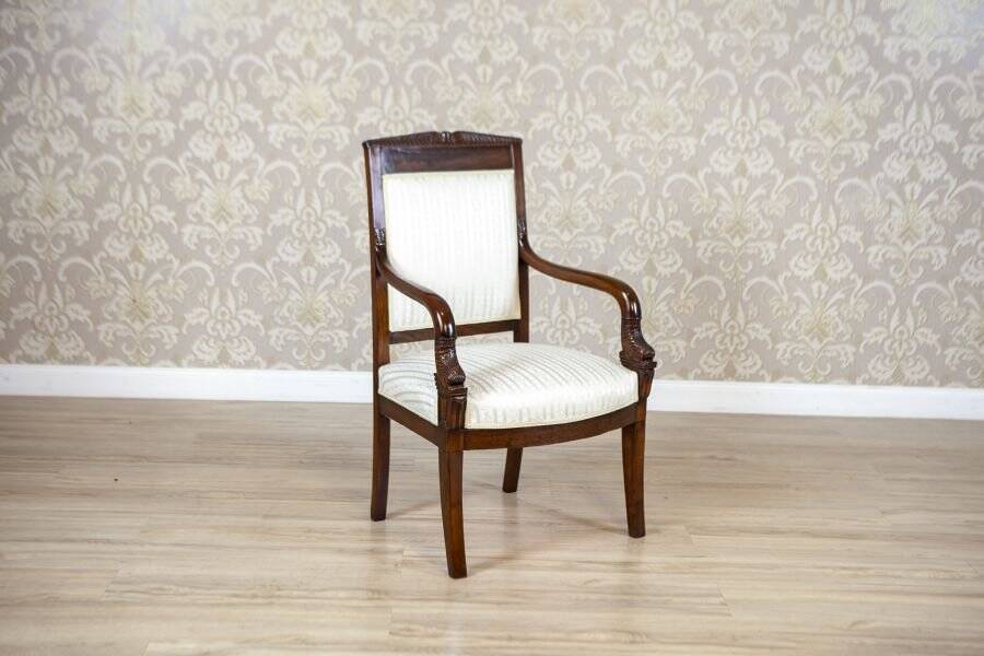 Antique Biedermeier Mahogany Armchair, 1890s