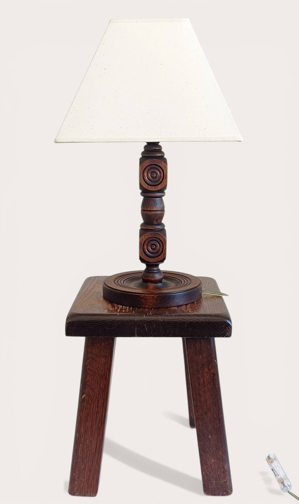 Art Deco Wood Table Lamp by Charles Dudouyt, France, 1930s