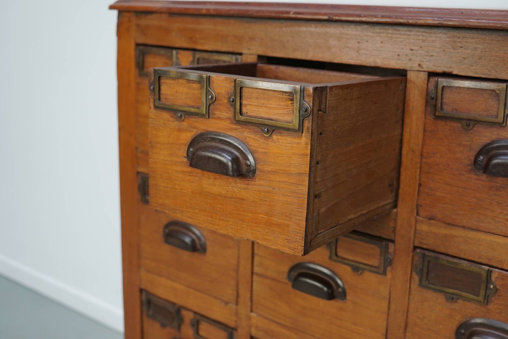 Vintage Dutch Teak Apothecary / Filing Cabinet, 1930s
