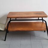 Vintage 1950 coffee table magazine rack in steel & beech 50s rockabilly zazou