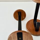 4 Vintage Wooden Coat Hooks, Mid-Century Modern Wall Coat Rack, Retro Style