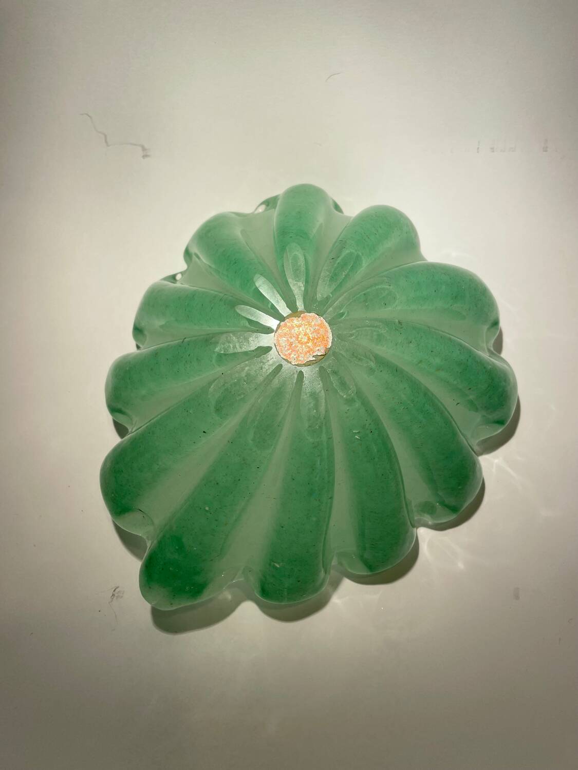 Sommerso ashtray lined with opaline green, Murano