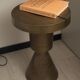 Sculptural metal side table, contemporary brassy side for modern interiors