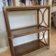 Rattan bookcase shelf and vintage smoked glass
