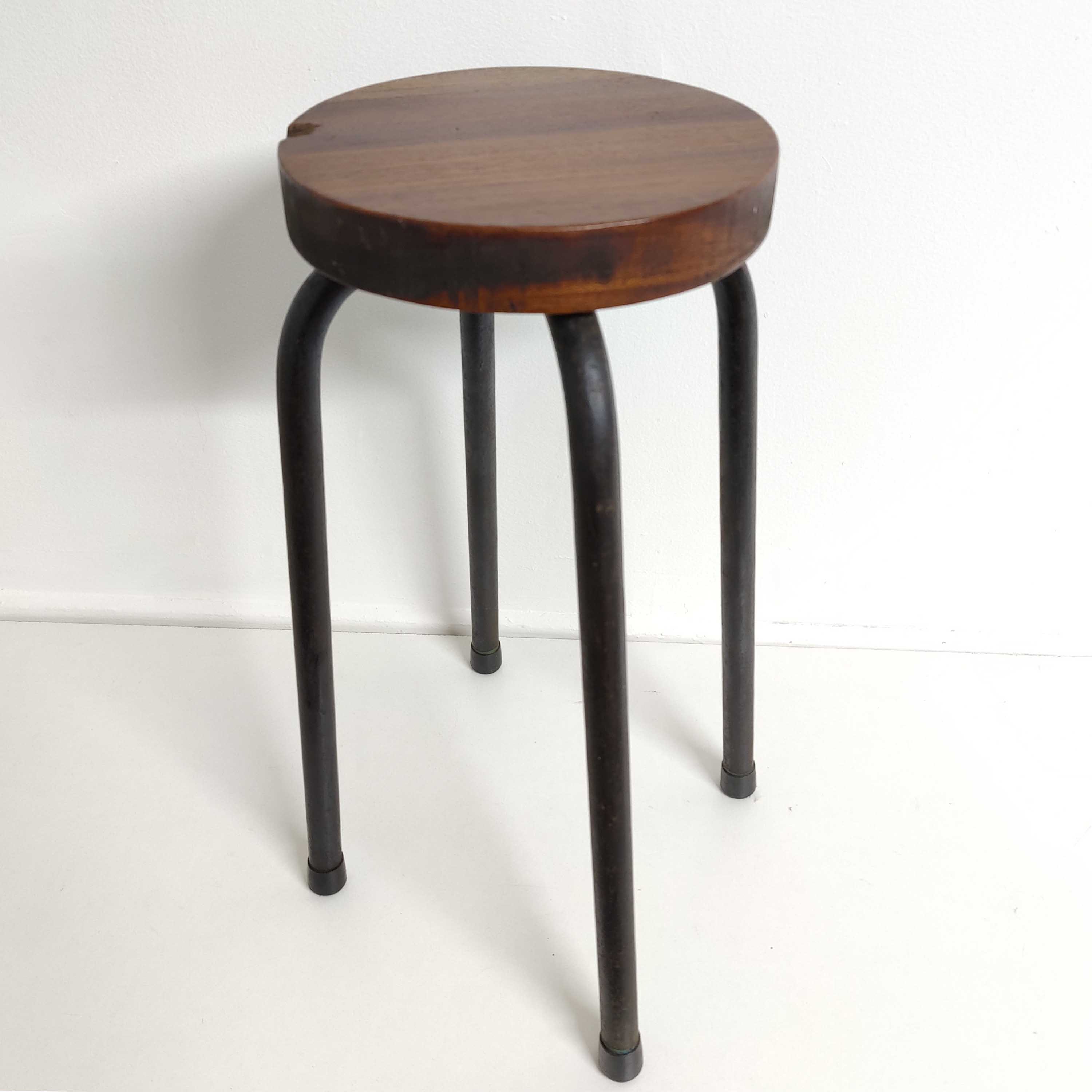 Tabouret vintage atelier bois et métal