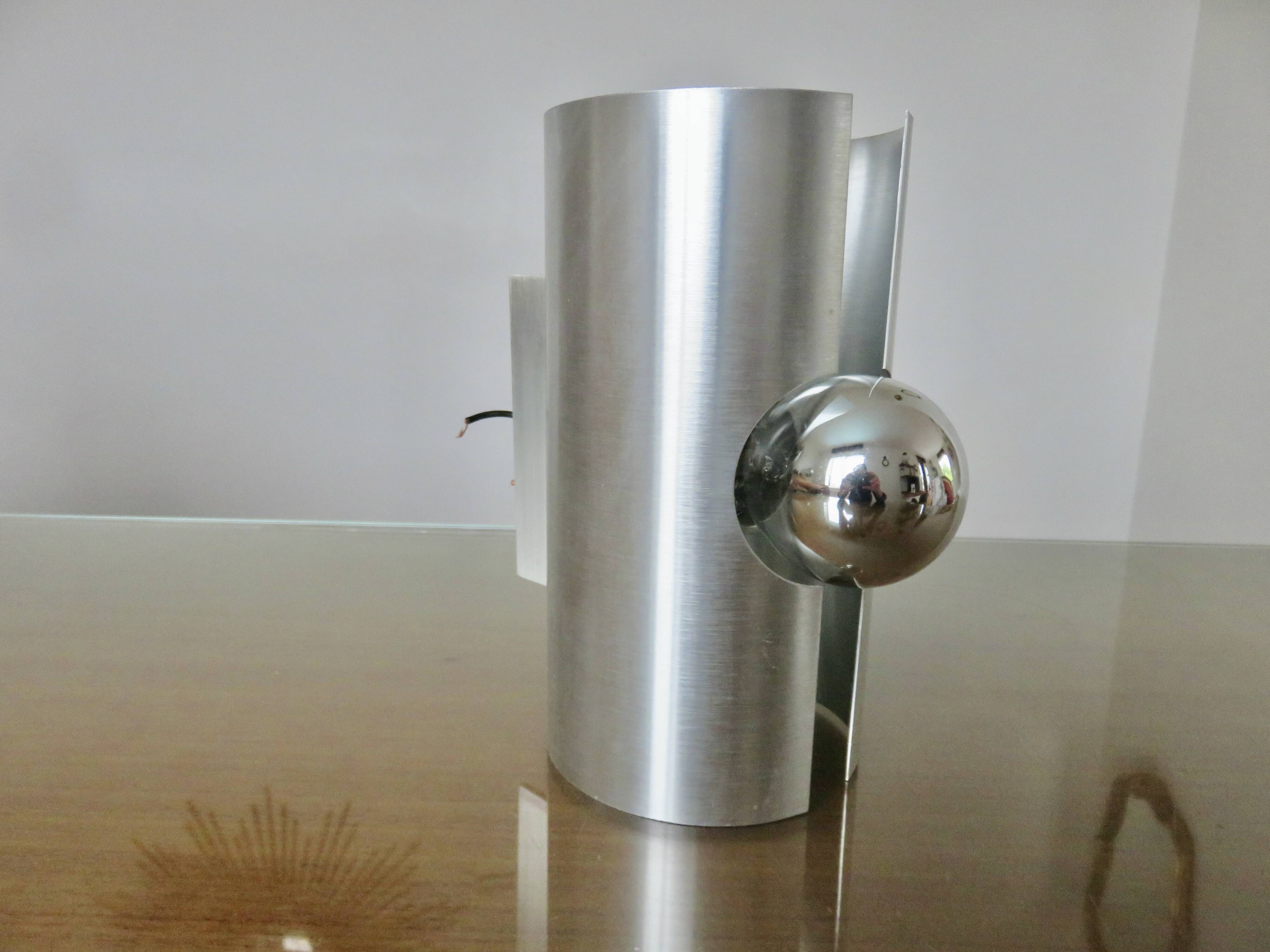 Pair of "oxar" brushed metal wall lights, space age, 1970