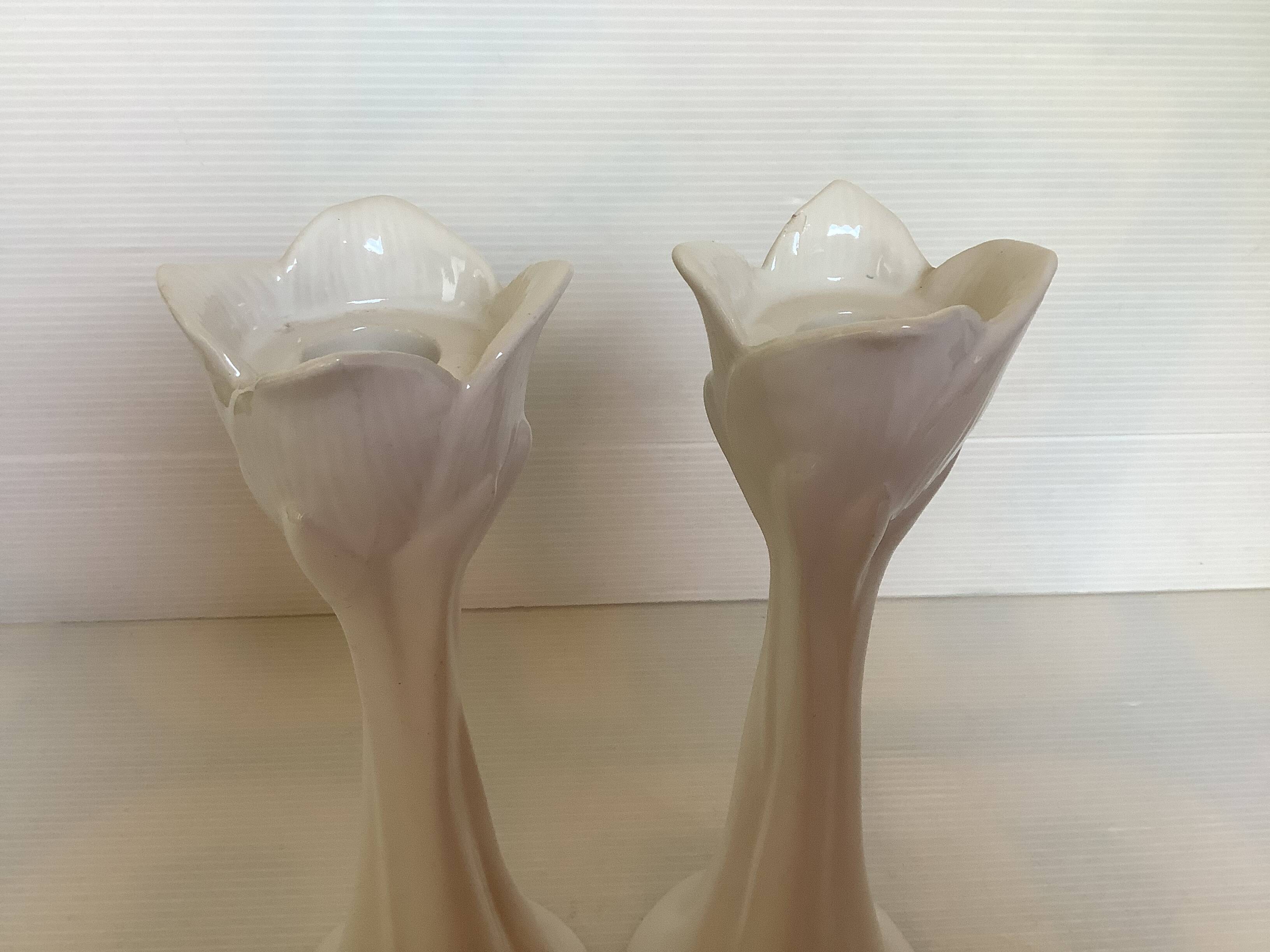 Pair of tulip candlesticks
