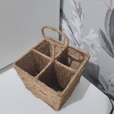 Wicker utensil storage basket
