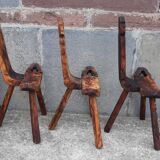 Set of 5 wooden tripod chairs