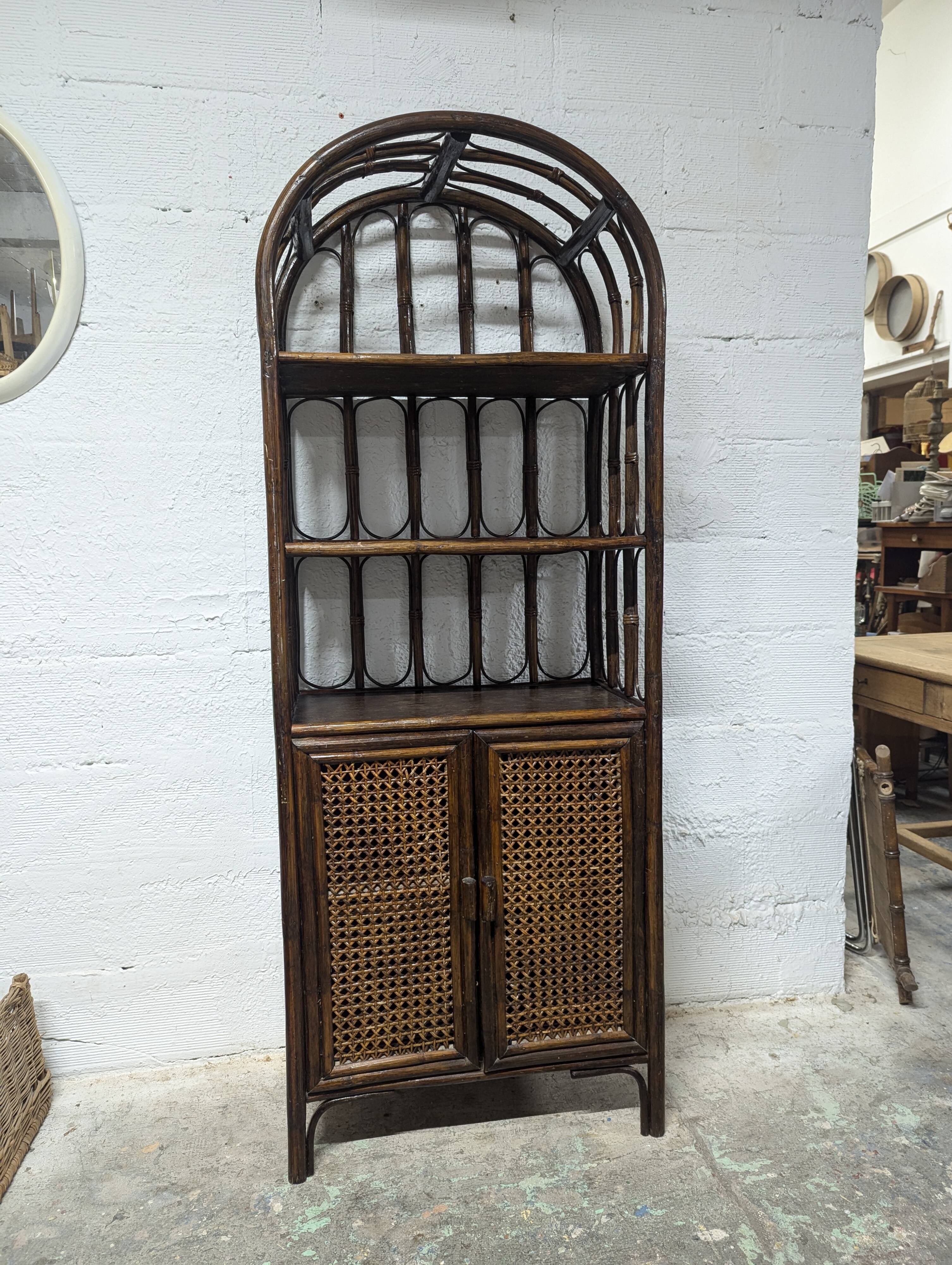 Rattan and cane shelf