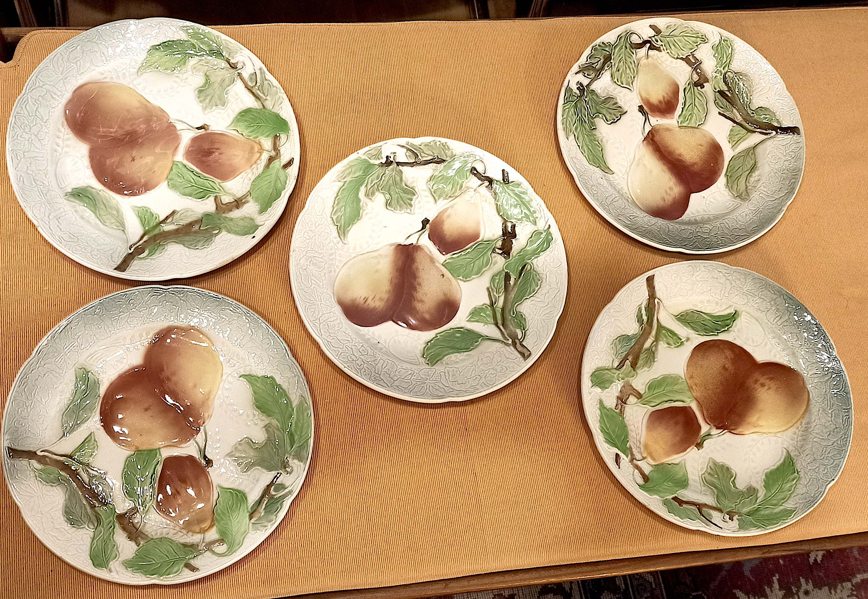 Set of 5 dessert plates slurry St Clement fruit decoration Early twentieth century