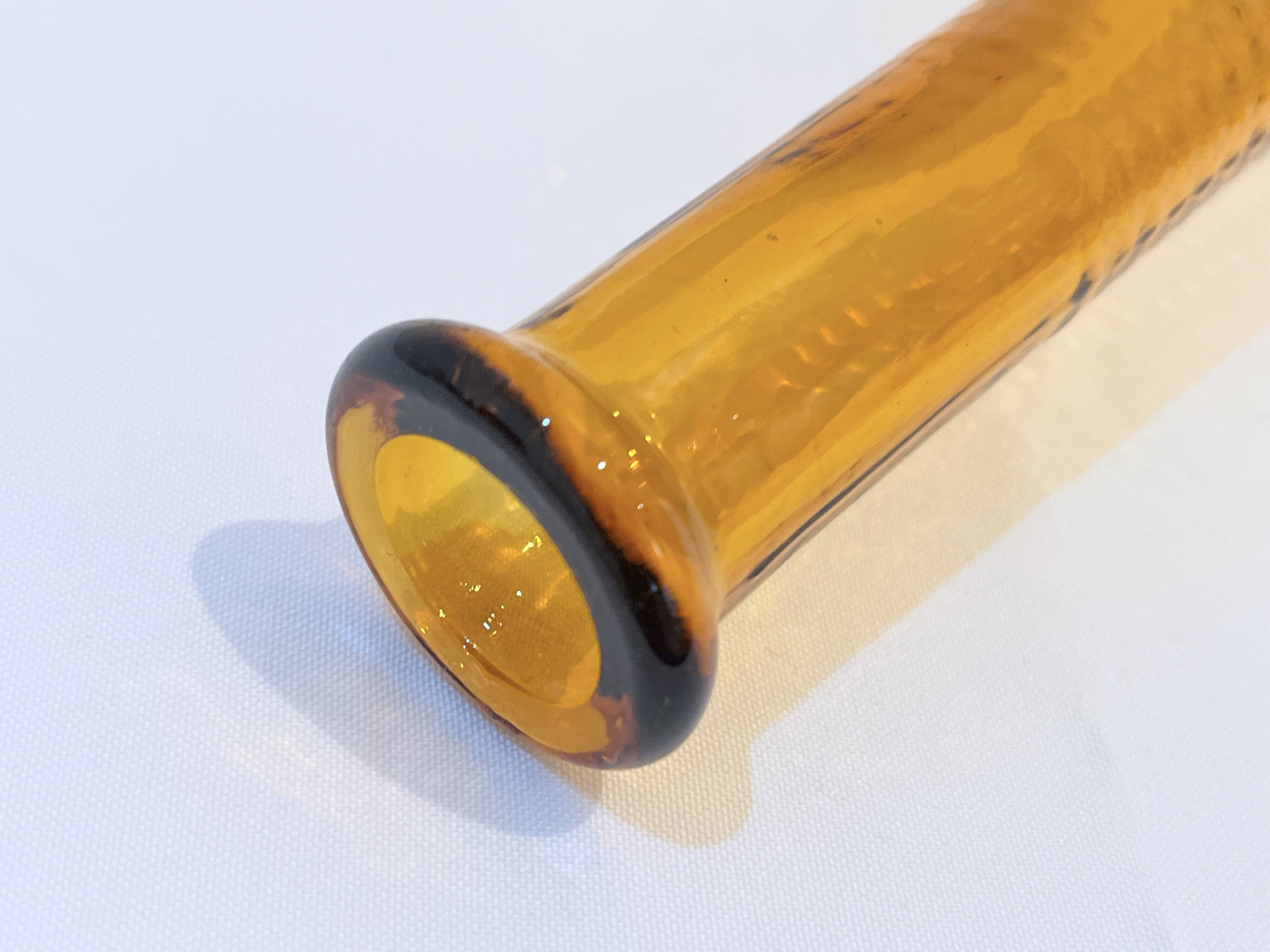 Vintage Empoli carafe bottle in amber yellow glass with diamond point