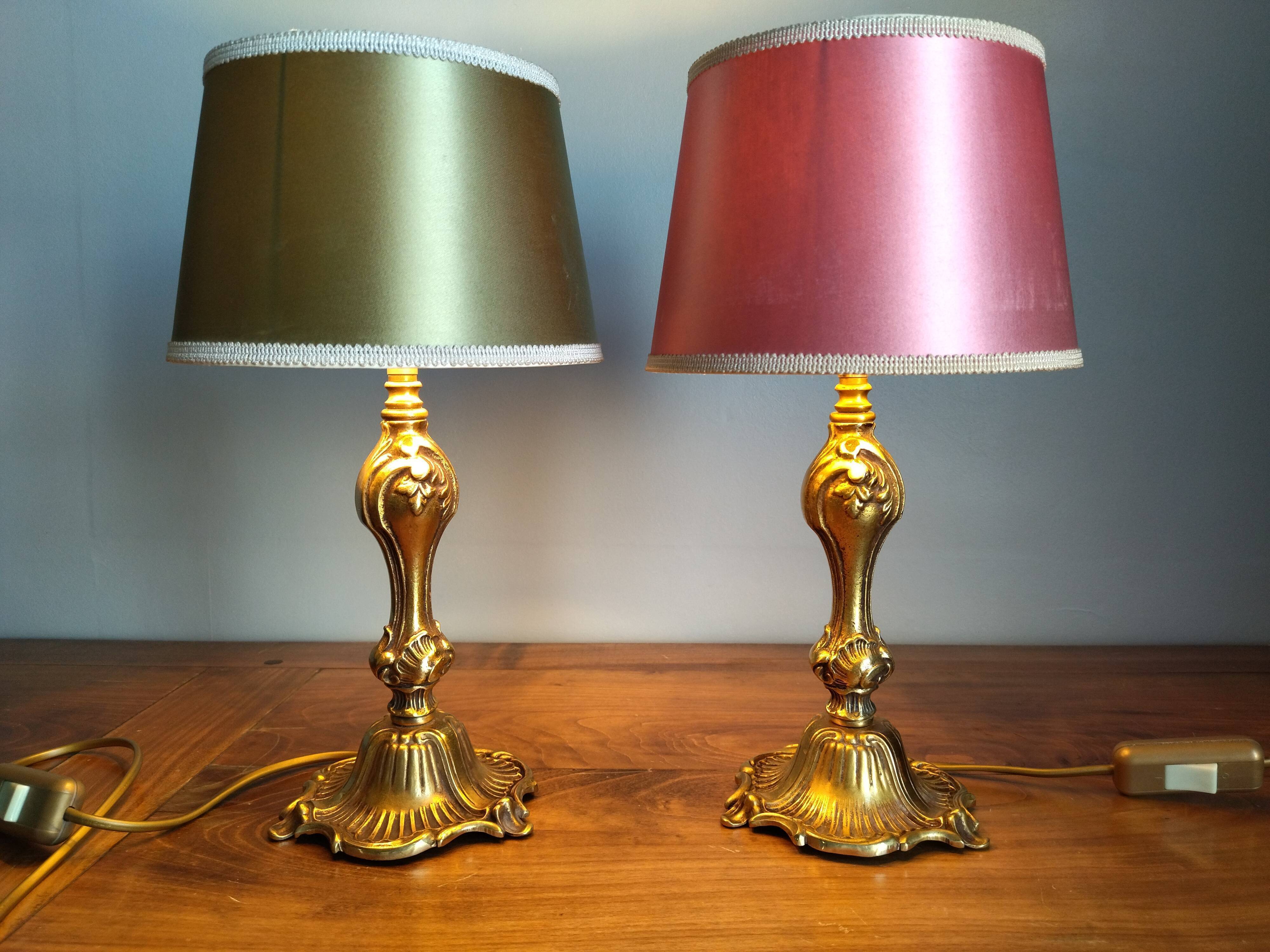 Pair of vintage bronze lamps