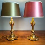 Pair of vintage bronze lamps