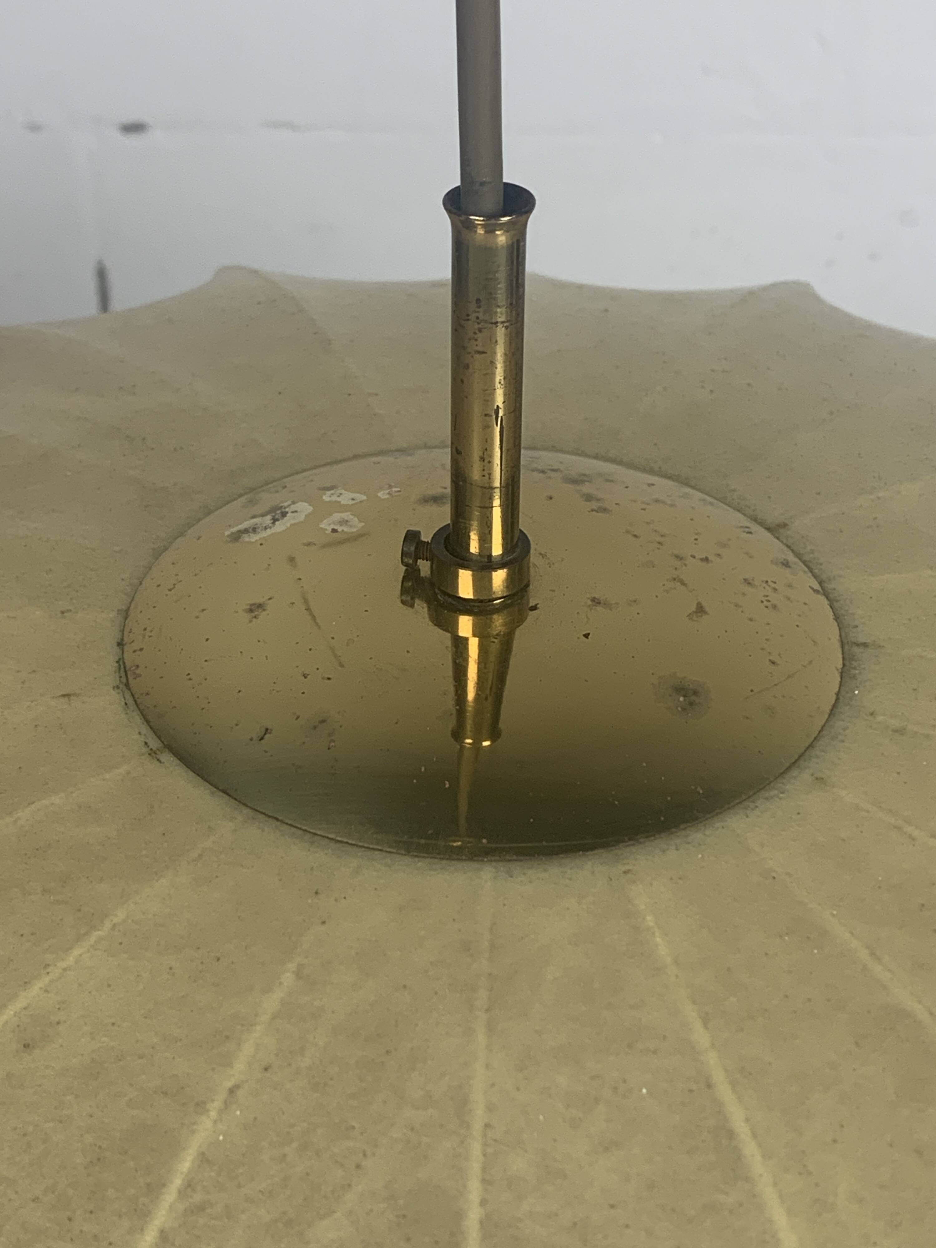 Mid-Century UFO Cocoon Hanging Lamp with Brass in the style of Achille Castiglioni, 1960s