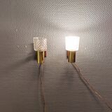 Two smaller wall lamps, made of crystal, rosewood hanging with brass colored details