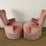 Pair of powder pink toad armchairs