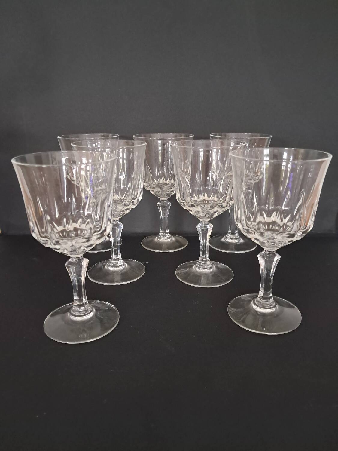 7 crystal wine glasses from Arques, Germain model.