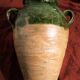 Duo de jarres terre cuite vernissées verte