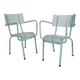 Lot de 2 chaises de jardin industrielles en acier avec accoudoirs, années 1950