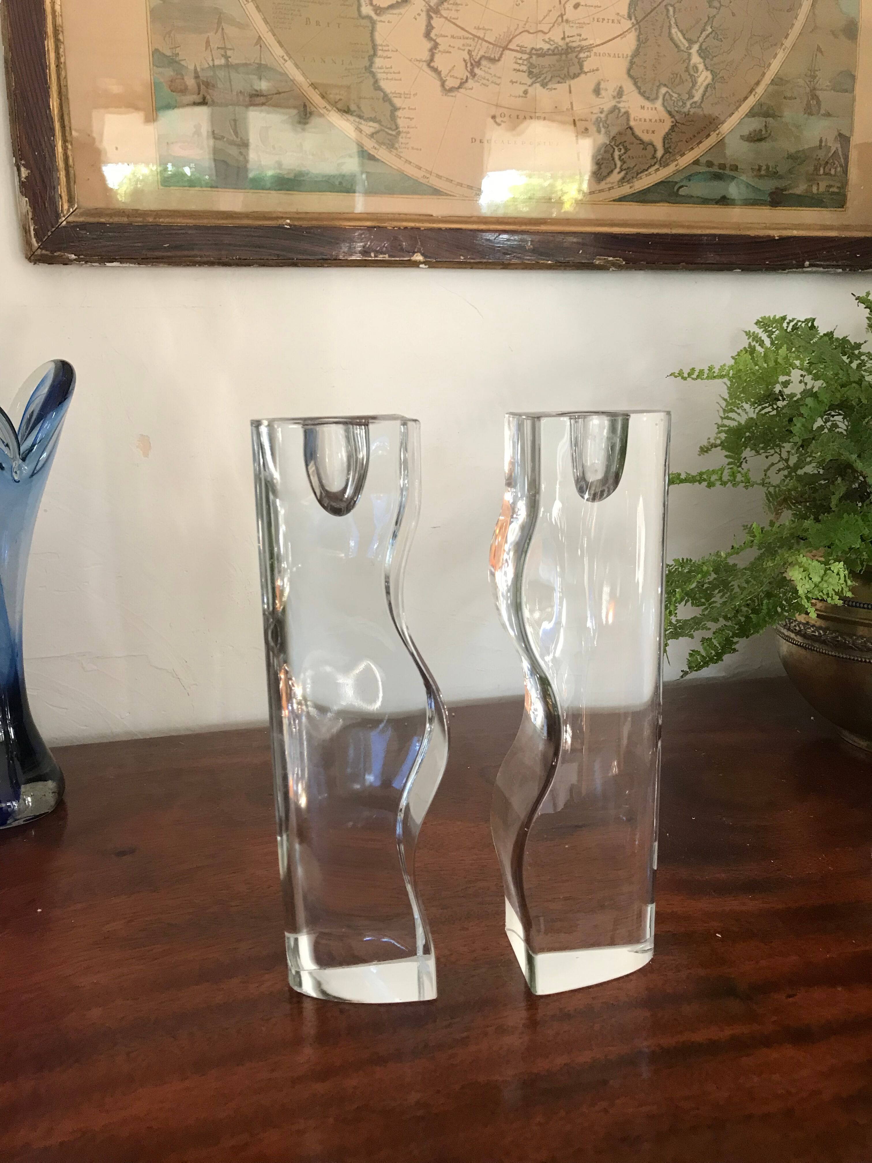 Vintage Scandinavian candle holders pair