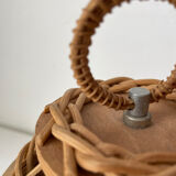 Vintage wood and wicker lamp