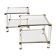 Pair of vintage and brass glass hollywood regency side tables by peter vandel