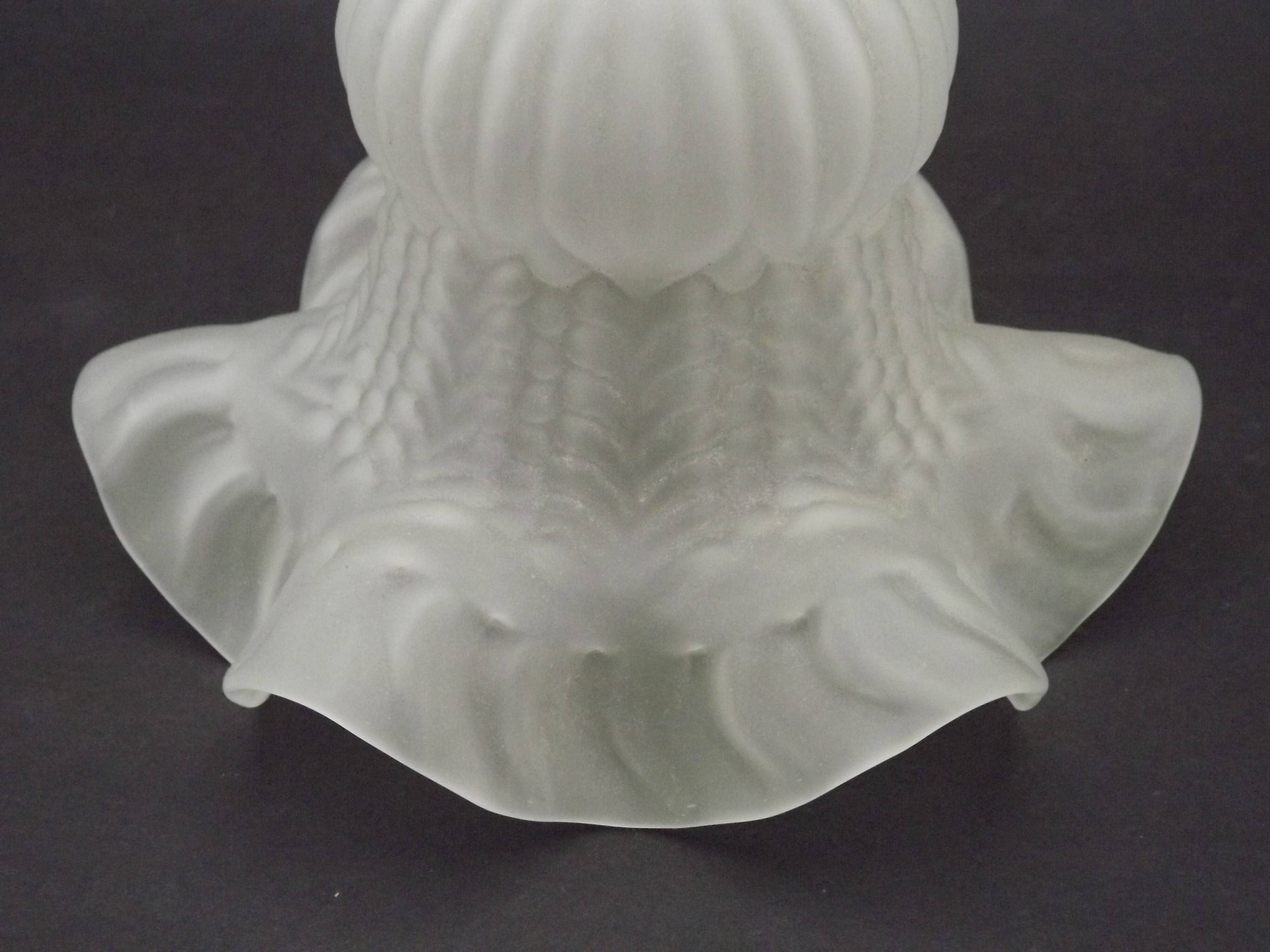 French vintage white opaque glass replacement shade with frilled edge.