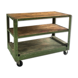 Industrial trolley with shelves, wood and metal