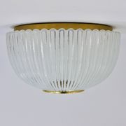 Large striped glass ceiling lamp in brass, Limburg, Germany, 1970s.