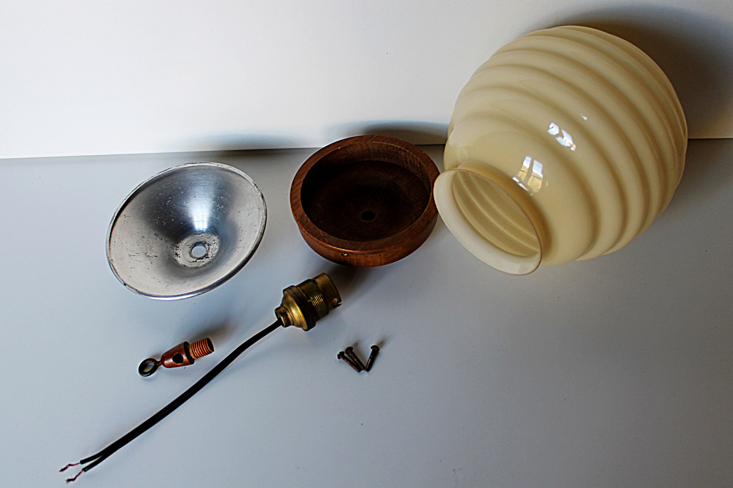 Pale yellow opaline ceiling lamp