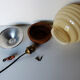 Pale yellow opaline ceiling lamp