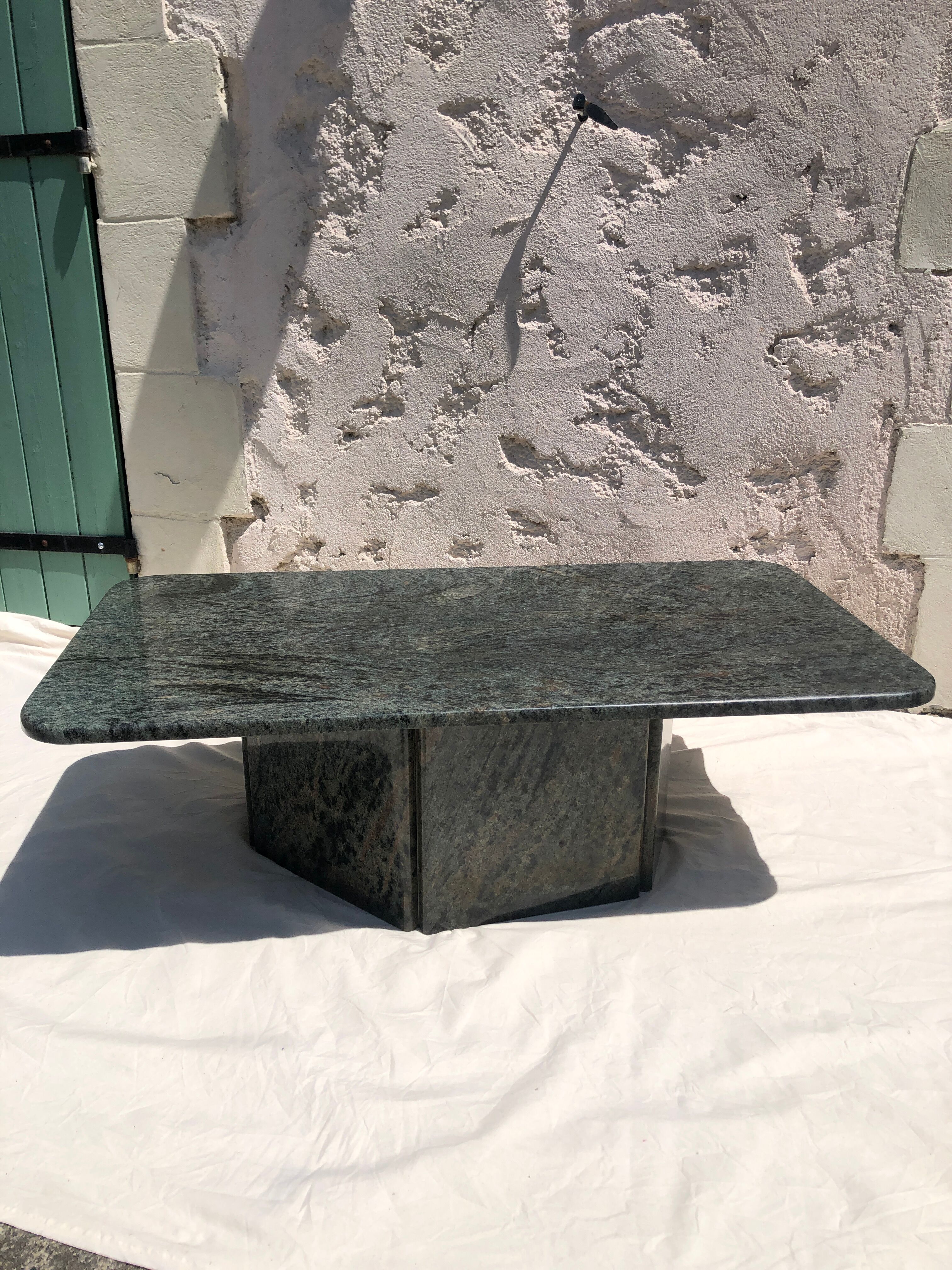 Coffee table in gray green marble