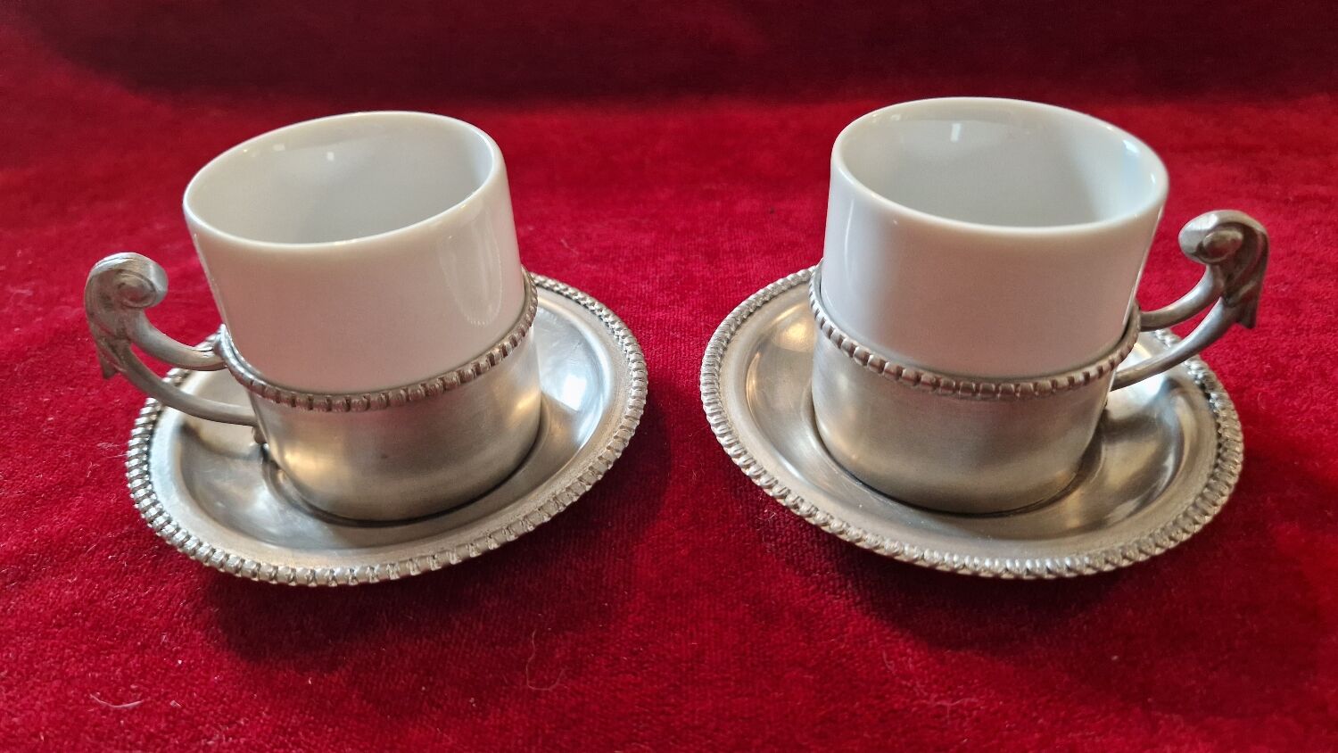 Earthenware and pewter coffee service