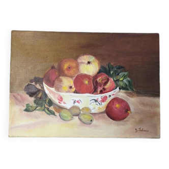 Tableau huile sur toile nature morte contemporaine décoration campagne