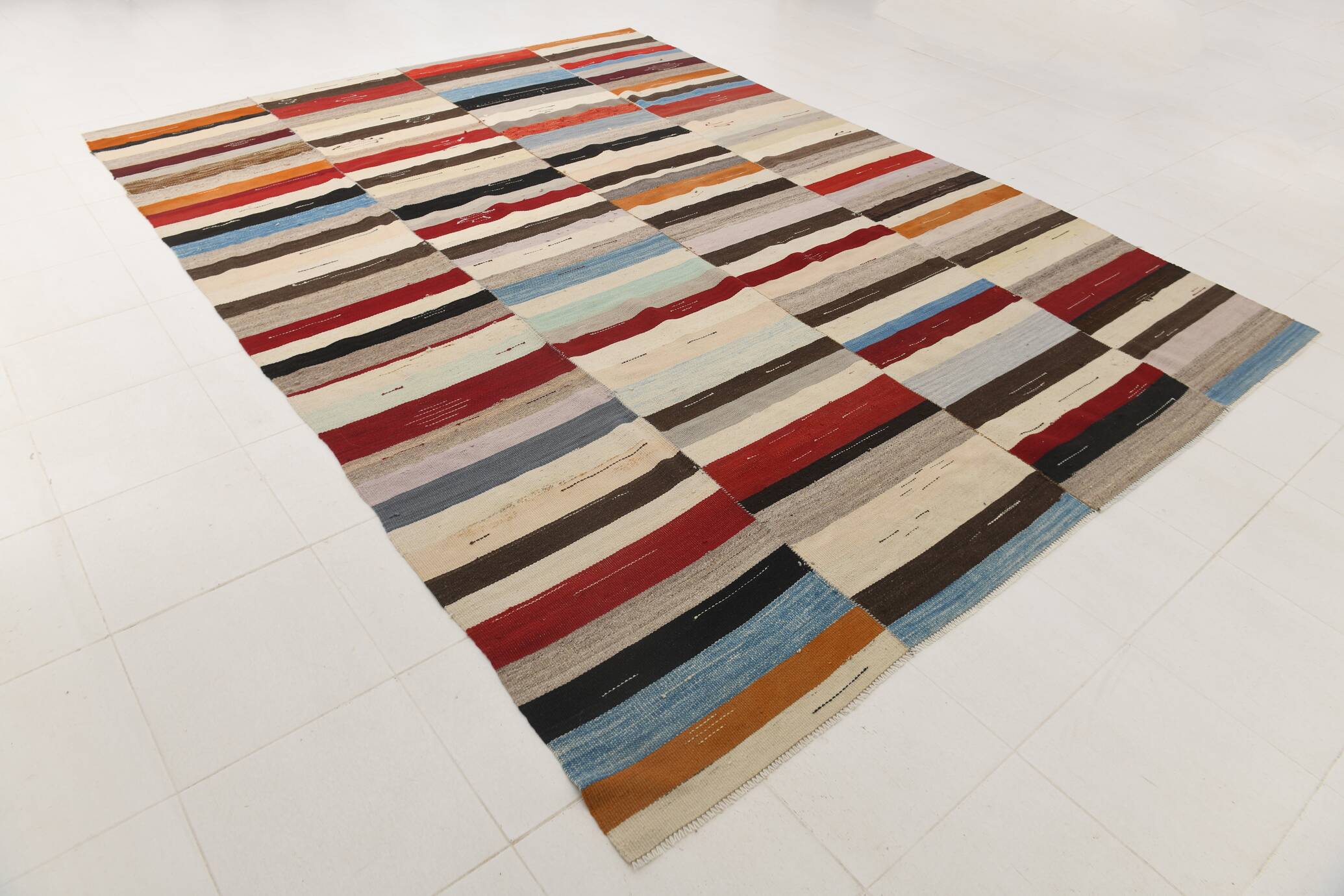 Mid Century Modern Multicolor Kilim Rug, 272x367Cm
